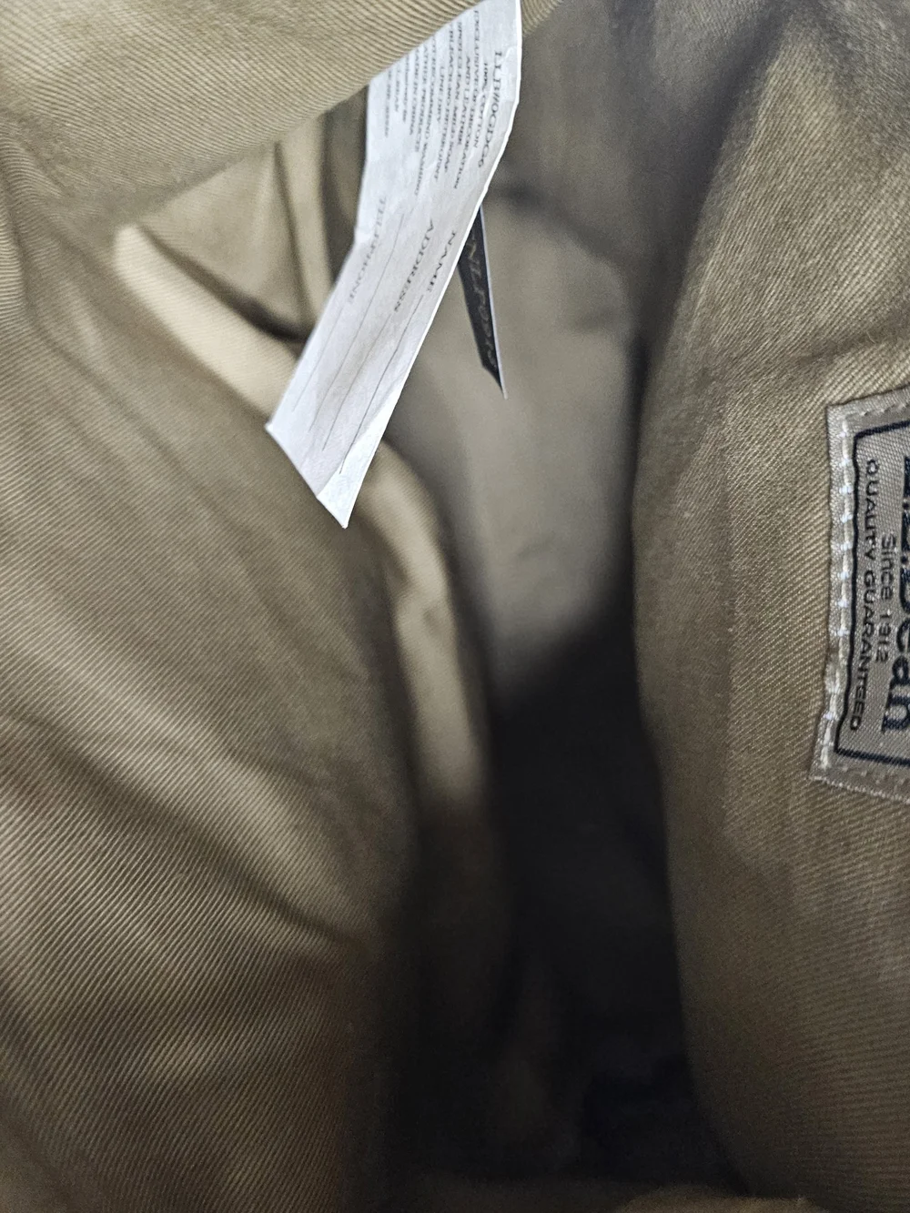 L.L. Bean beige canvas